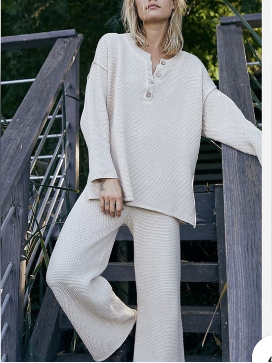 FP Beach Other - Free People Beach Hailee Sweater Set Cream Oatmeal Knit Hanley Top & Pants XS